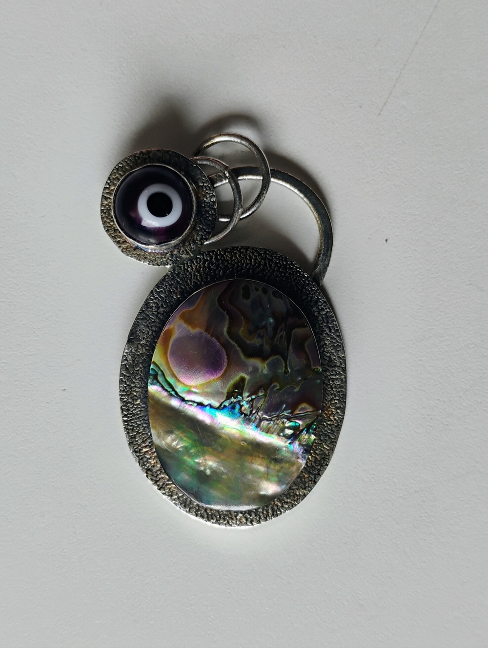 Abalone Shell Evil Eye Pendant 925 Sterling Silver